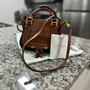 Chloe Brown Crossbody Bag with Gold Accents